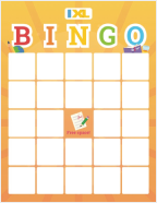 Blank yellow IXL bingo board with Free Space in the center square.